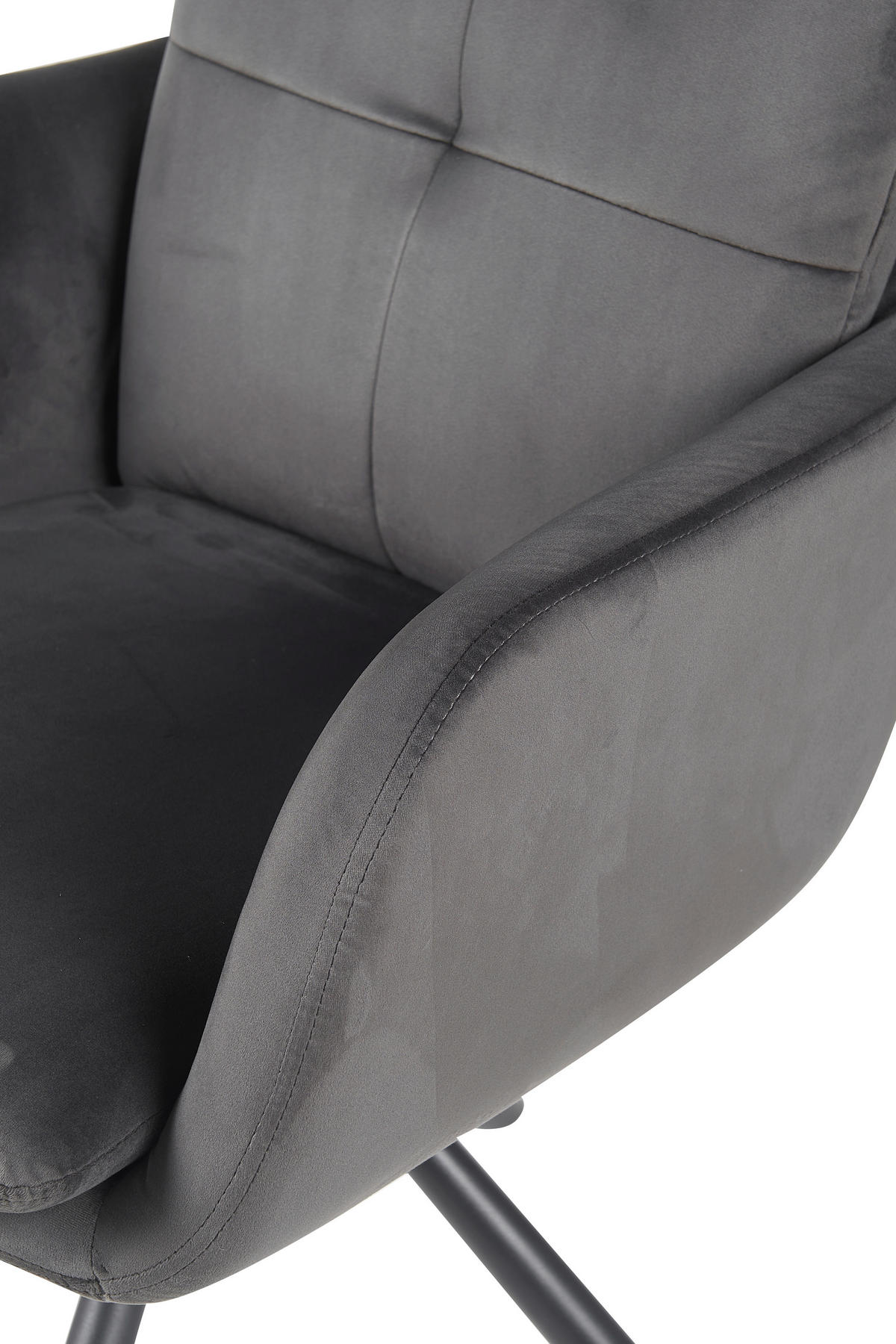 ARMLEHNSTUHL-SET 2 Stück  in Stahl Samt, Velours  - Dunkelgrau/Schwarz, MODERN, Textil/Metall (63/89/70cm) - MID.YOU