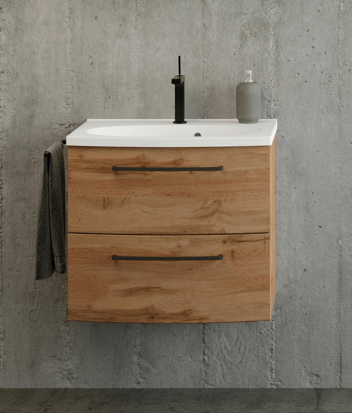 SKŘÍŇKA S UMYVADLEM, 60 cm - bílá/černá, Moderní, kov/kompozitní dřevo (60cm) - Held