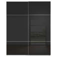 SCHWEBETÜRENSCHRANK  in Schwarz, Weiß  - Chromfarben/Schwarz, KONVENTIONELL, Glas/Holzwerkstoff (201/223/67cm) - Novel