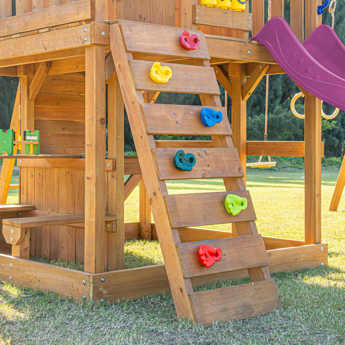 VEŽA NA HRANIE - lila/hnedá, Basics, drevo/plast (435/410/305cm) - Ambia Garden