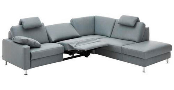 ECKSOFA in Echtleder Grau  - Alufarben/Grau, Design, Leder/Metall (275/242cm) - Dieter Knoll