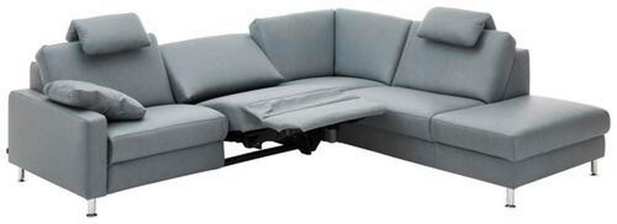 ECKSOFA in Echtleder Grau  - Alufarben/Grau, Design, Leder/Metall (275/242cm) - Dieter Knoll