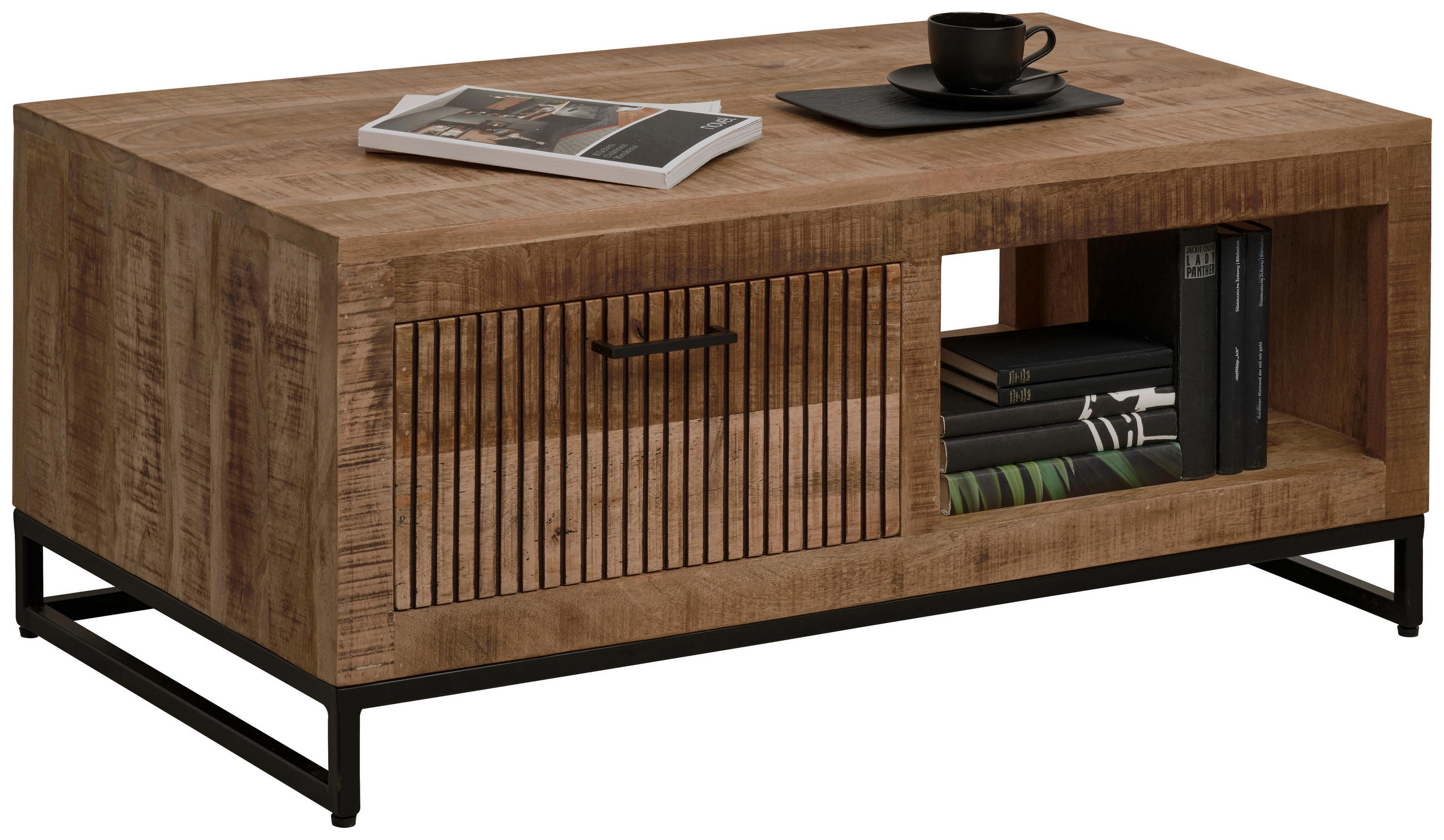 SOFFBORD i trä 110/60/45 cm  - svart/naturfärgad, Design, metall/trä (110/60/45cm) - Carryhome