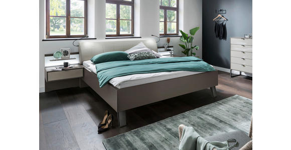 BETT 180/200 cm in Schieferfarben, Hellgrau, Graubraun - Schieferfarben/Graubraun, KONVENTIONELL, Holzwerkstoff/Textil (180/200cm) - Dieter Knoll