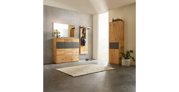 SCHUHSCHRANK  in 129,8/123/38 cm  - Eichefarben/Grau, Natur, Glas/Holz (129,8/123/38cm) - Waldwelt