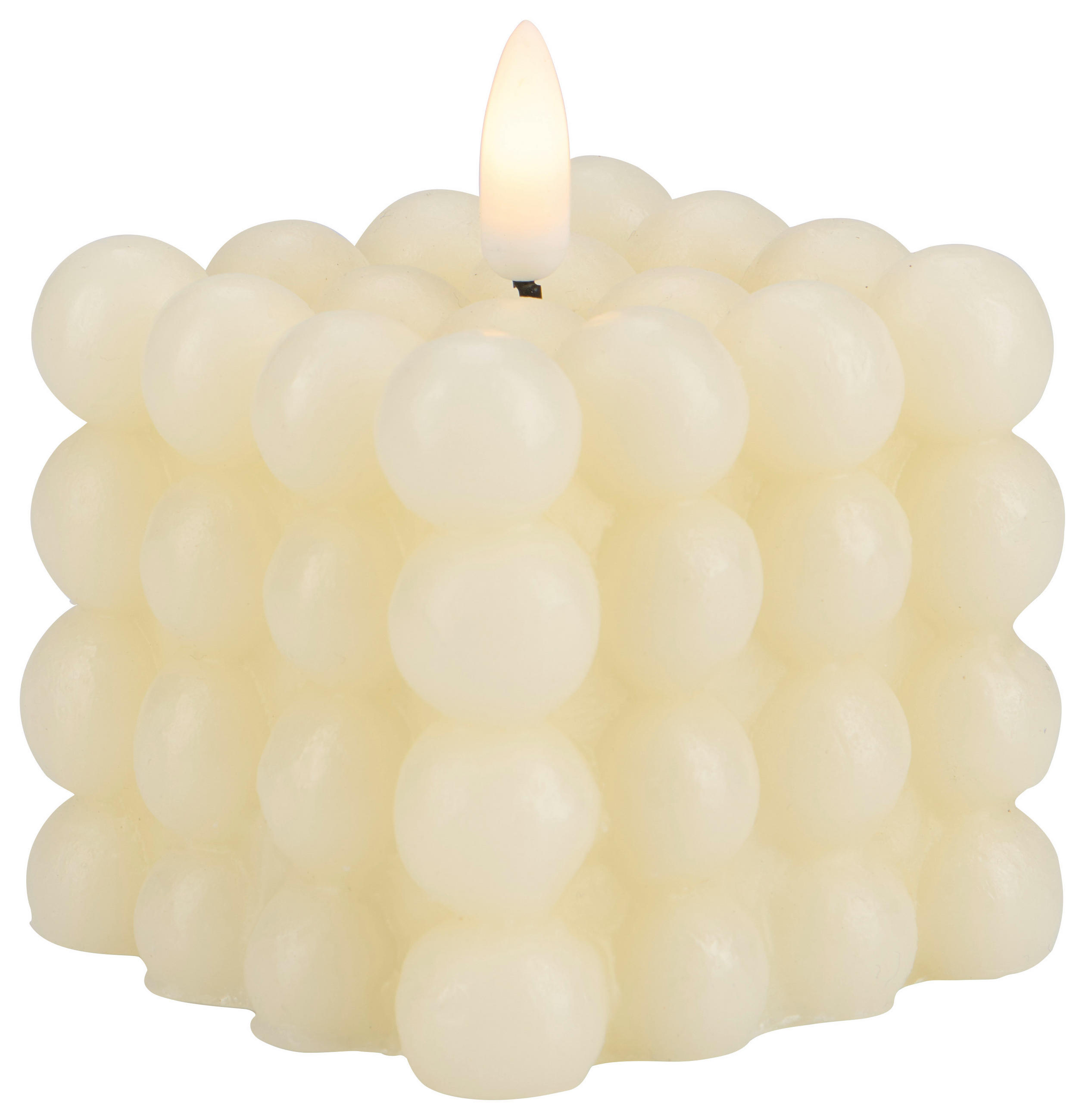LED-KERZE  - Creme, Trend, Naturmaterialien (7,50/7,50/7,00cm)