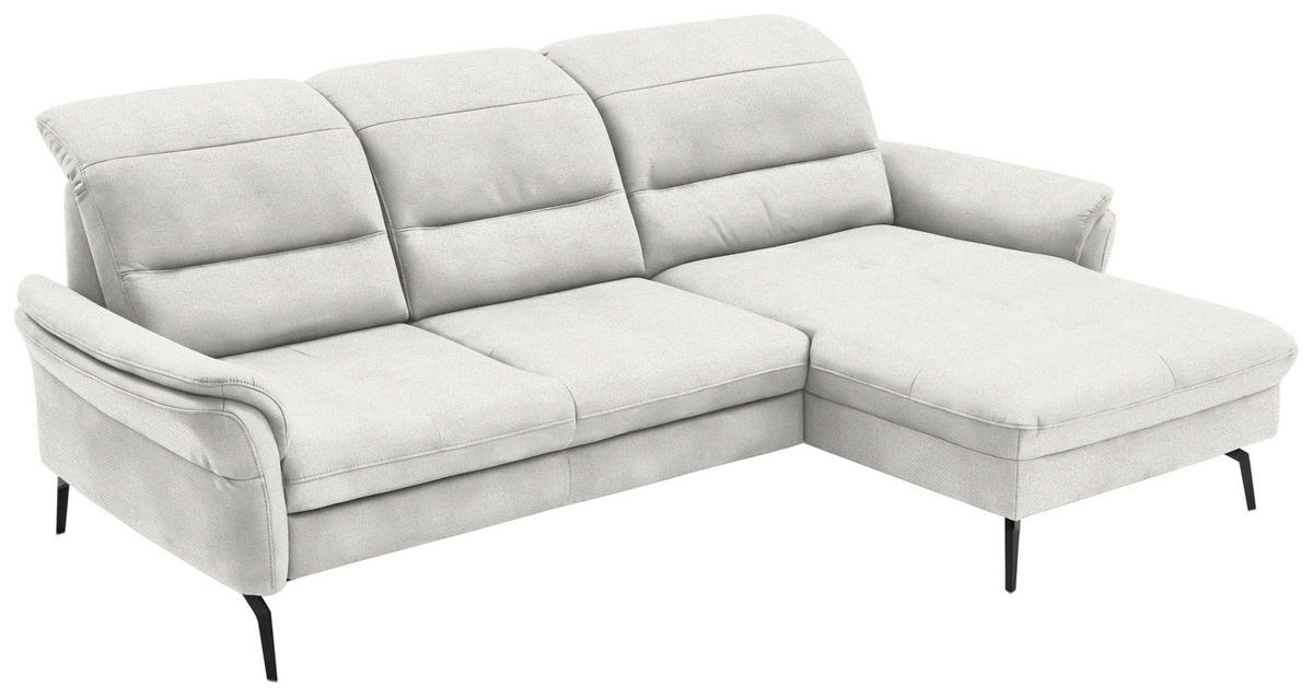 ECKSOFA in Flachgewebe Weiß  260/181 cm  - Schwarz/Weiß, KONVENTIONELL, Textil/Metall (260/181cm) - Beldomo Speed