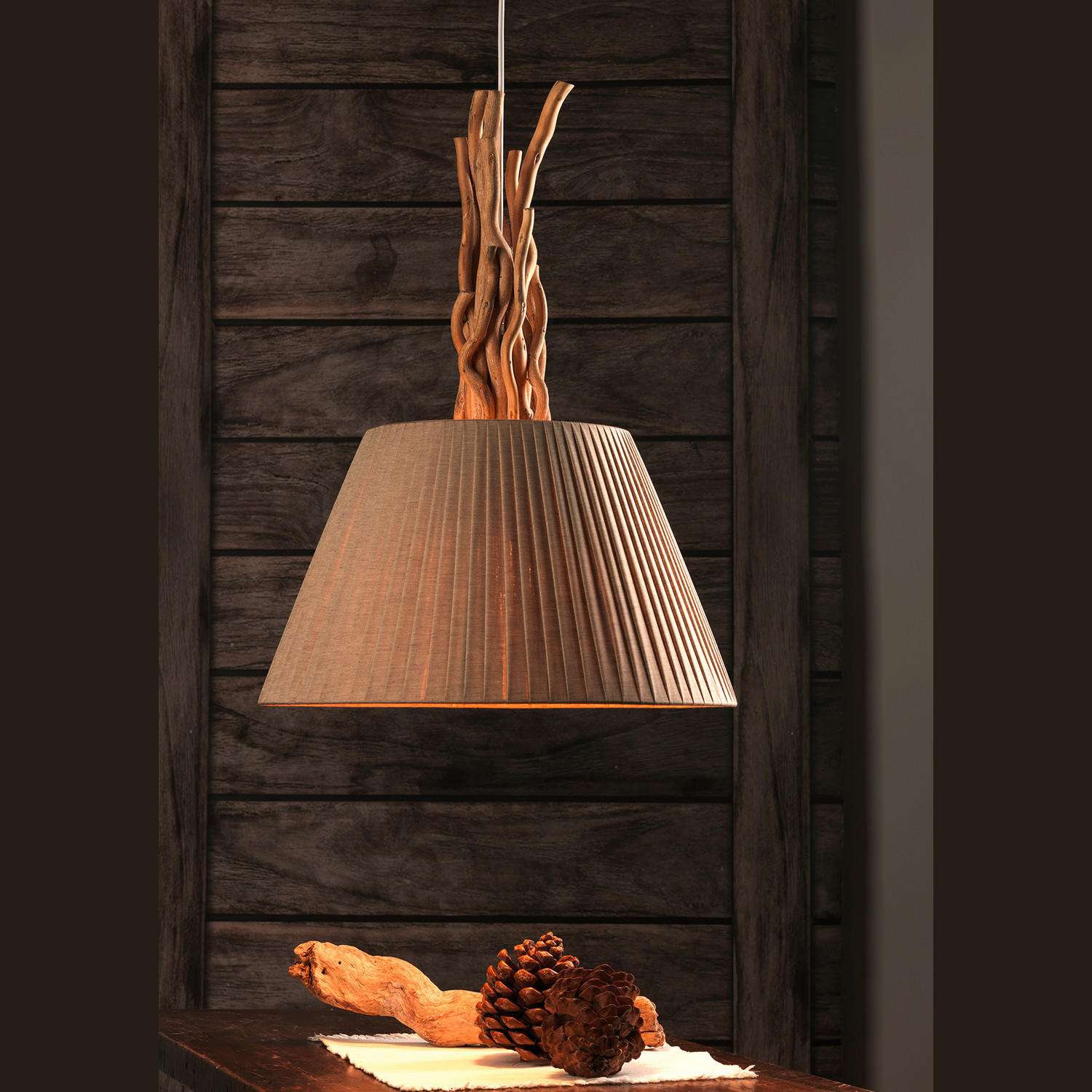 HÄNGELEUCHTE 40/110 cm  - Sandfarben/Hellbraun, Natur, Holz/Textil (40/110cm)