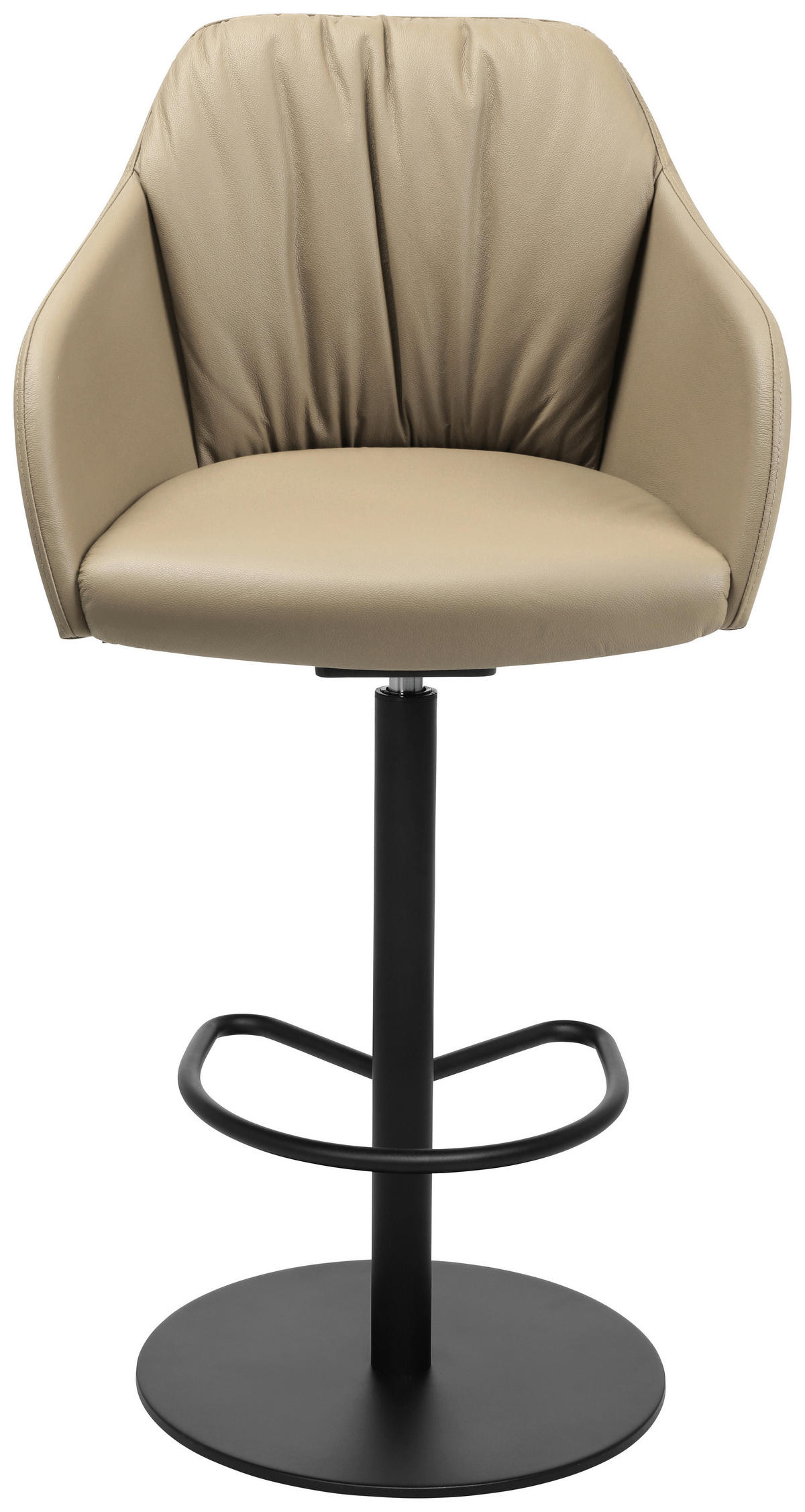 BARHOCKER in Metall, Leder Beige  - Beige/Schwarz, Design, Leder/Metall (59/109,5-120/42cm) - Johann Jakob