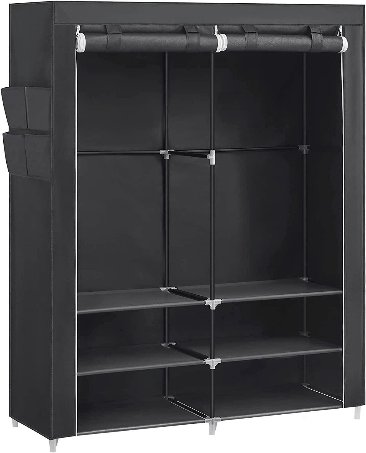 STOFFSCHRANK Grau  - Grau, Trend, Kunststoff/Textil (127/176/45cm) - Boxxx