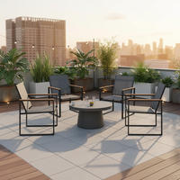 GARTENSTUHL-SET Metall, Kunststoff Anthrazit  - Honigeiche/Anthrazit, MODERN, Holzwerkstoff/Kunststoff (54/83/65cm) - Gardenson