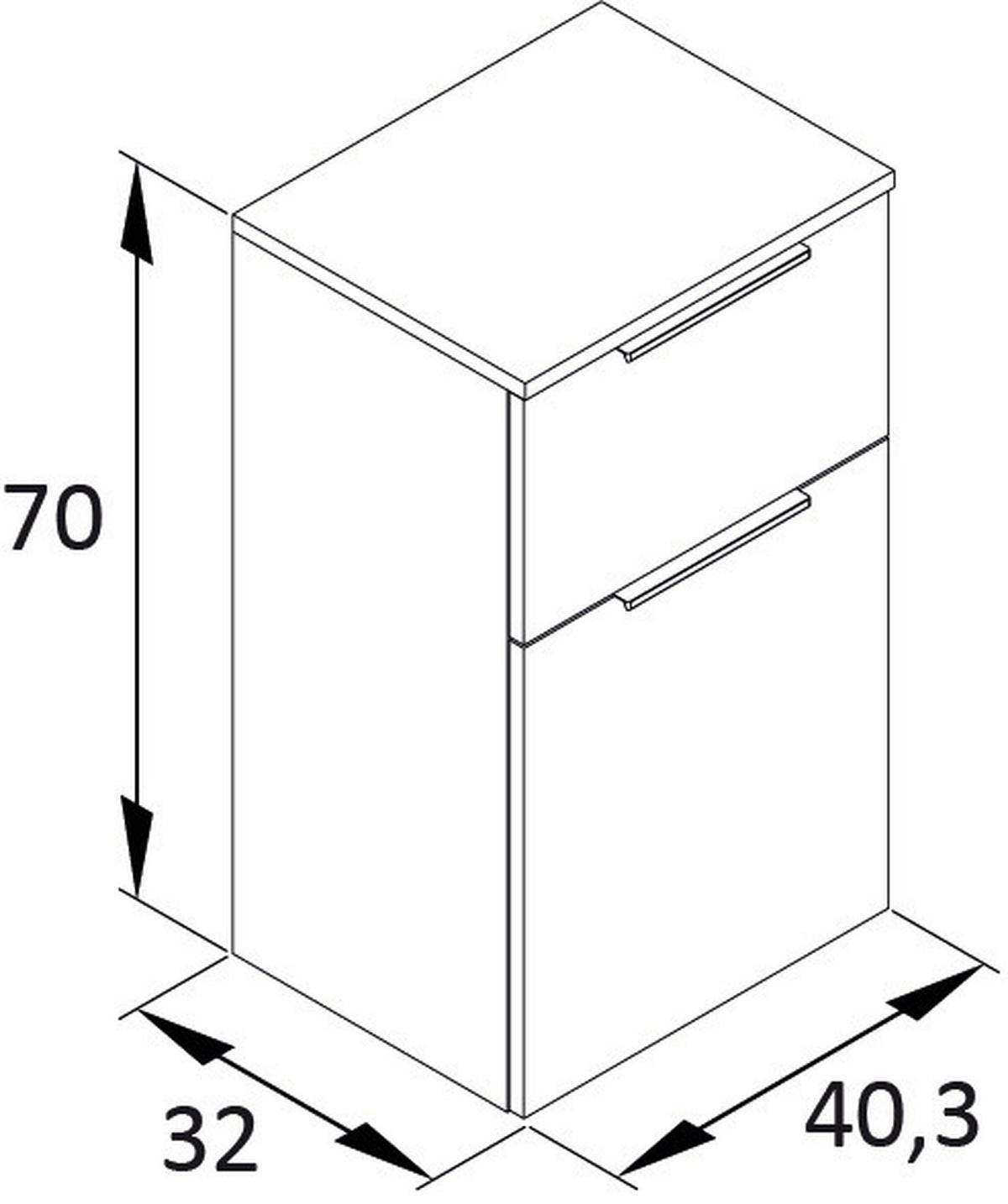 UNTERSCHRANK 40,3/70/32 cm   - Platinfarben/Schwarz, MODERN, Holzwerkstoff/Metall (40,3/70/32cm) - MID.YOU