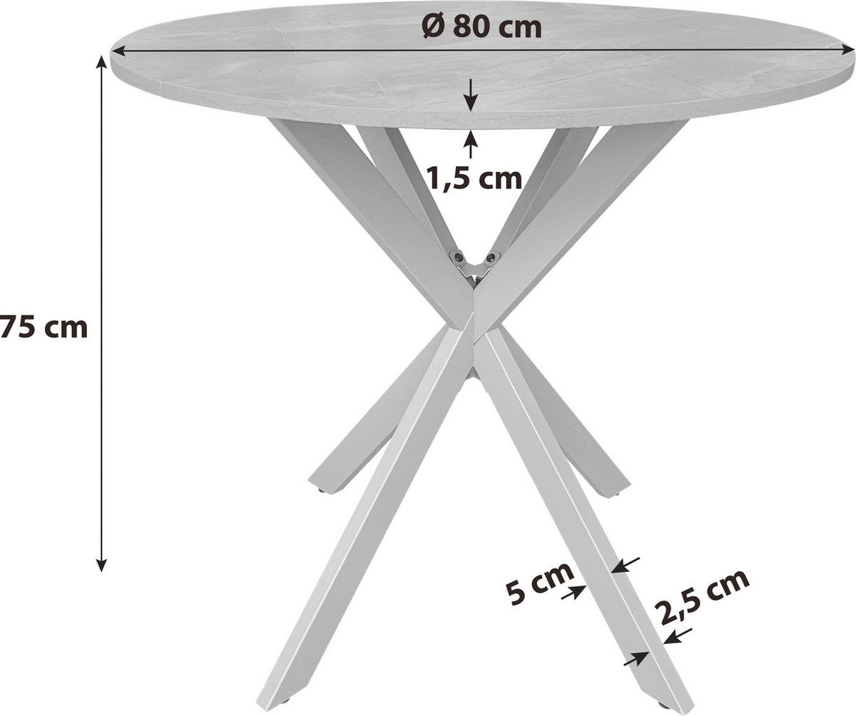 ESSTISCH in Metall, Holzwerkstoff 80/80/75 cm  - Eichefarben/Schwarz, MODERN, Holzwerkstoff/Metall (80/80/75cm) - MID.YOU