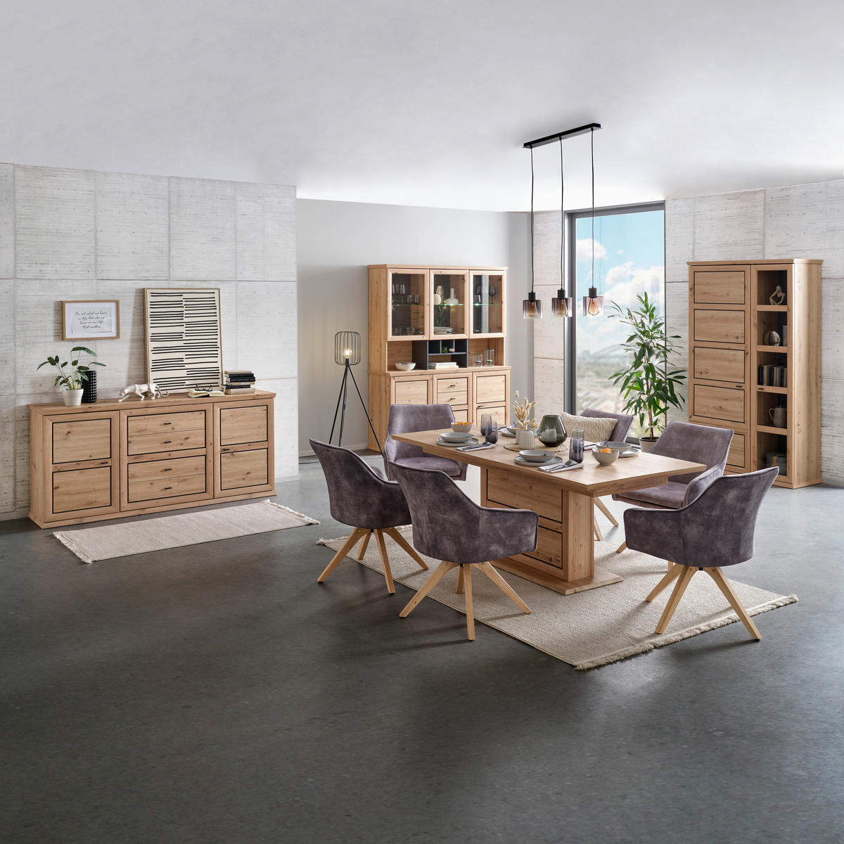 VITRINA, antracit, barve hrasta - barve hrasta/antracit, Konvencionalno, kovina/steklo (110/209/43cm) - Livetastic