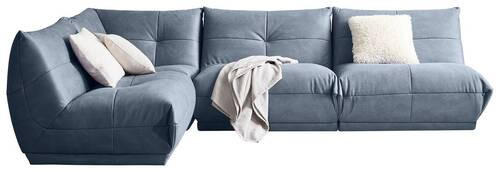 ECKSOFA Blaugrau Lederlook  - Blaugrau, Trend, Textil (210/315cm) - Livetastic