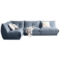 ECKSOFA in Lederlook Blaugrau  - Blaugrau, Trend, Textil (210/315cm) - Livetastic