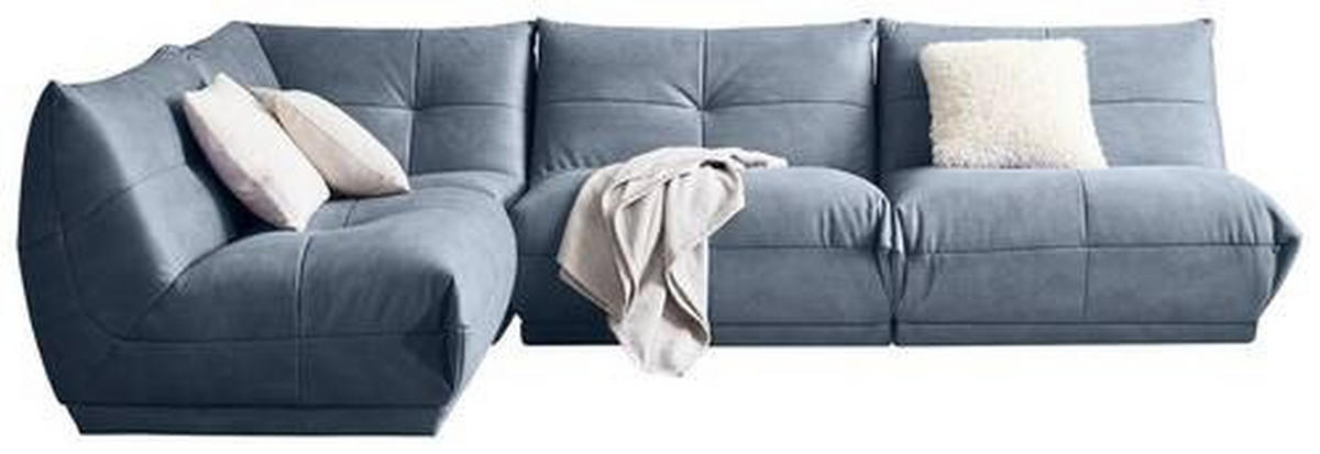 ECKSOFA in Lederlook Blaugrau  - Blaugrau, Trend, Textil (210/315cm) - Livetastic