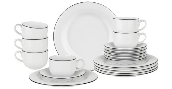 KAFFEESERVICE Schwarz, Weiß 18-teilig Tavola Linea - Schwarz/Weiß, Basics, Keramik - Novel