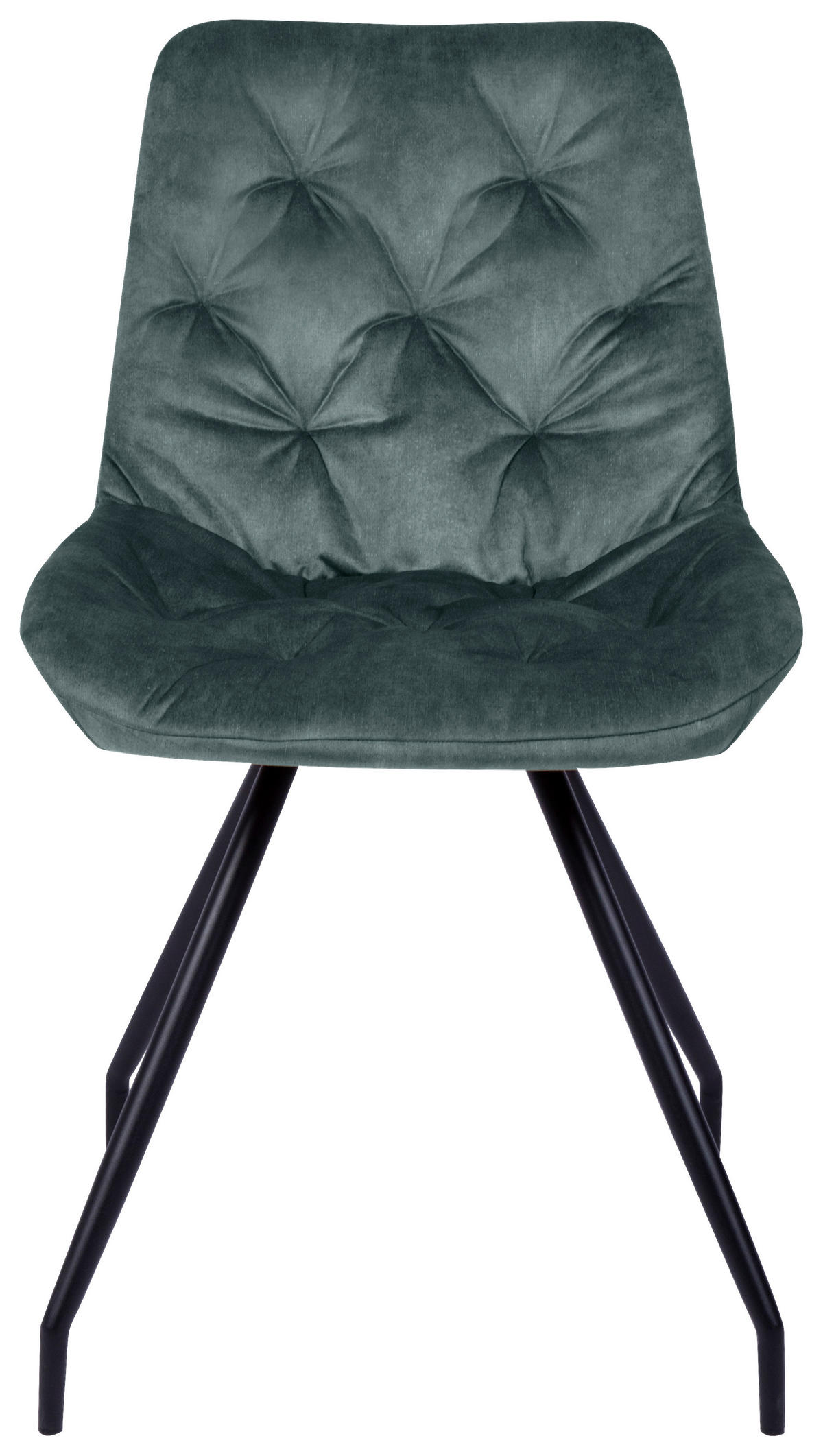 STUHL   Samt  Schwarz, Jadegrün  - Jadegrün/Schwarz, Design, Textil/Metall (51/88/66cm) - Novel