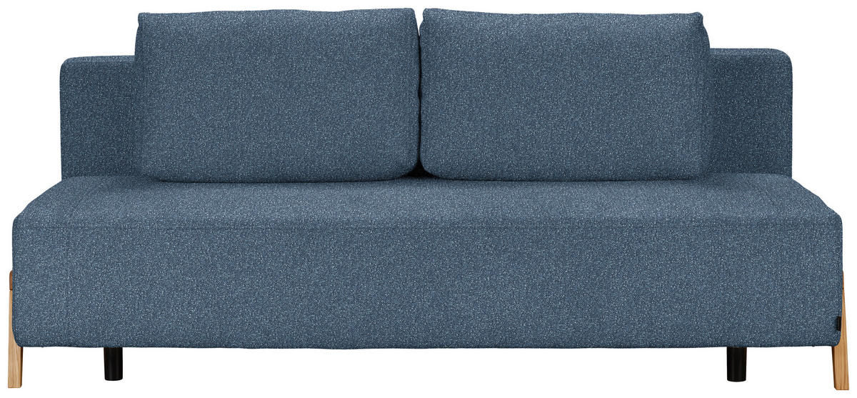 SCHLAFSOFA Bouclé Blau  - Blau/Naturfarben, Design, Holz/Textil (211/88/102cm) - Niels Andersson