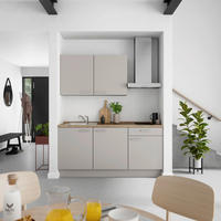 KÜCHENBLOCK Touch 180 cm  in Eiche dunkel, Grau  - Eiche dunkel/Edelstahlfarben, MODERN, Holzwerkstoff/Metall (180cm) - Nobilia