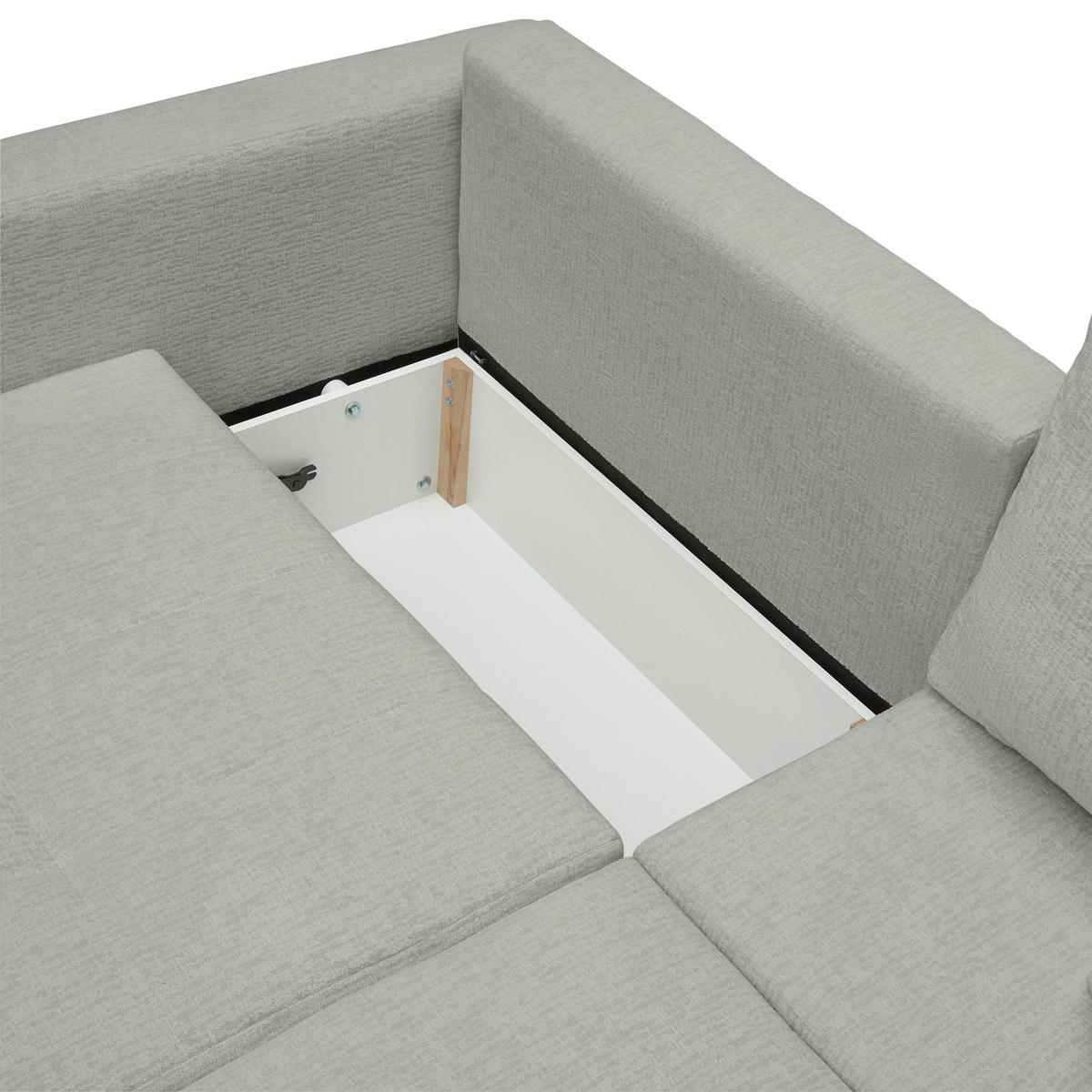 SCHLAFSOFA in Chenille, Jacquard Hellgrau  - Hellgrau/Schwarz, Kunststoff/Textil (245/74-90/104cm) - MID.YOU