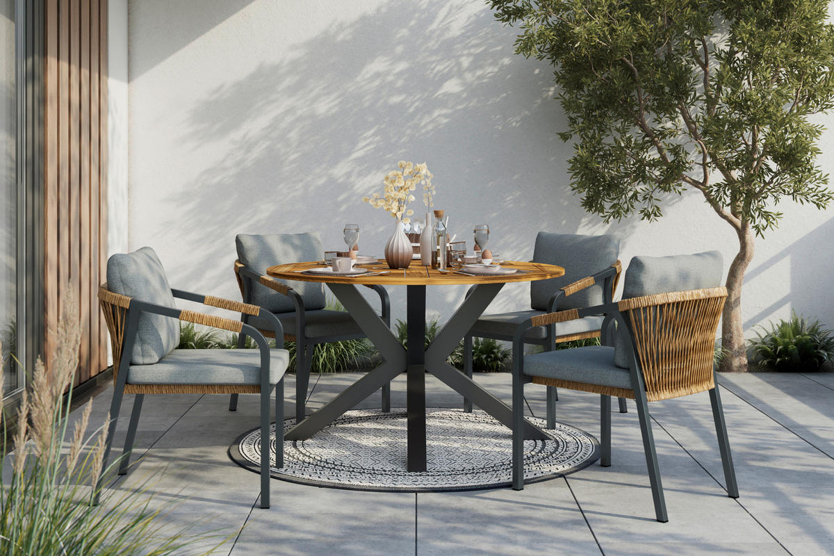 STOL VRTNI     crna, boje bagrema  drvo, metal  - boje bagrema/crna, Basics, drvo/metal (130/75/130cm) - Ambia Garden