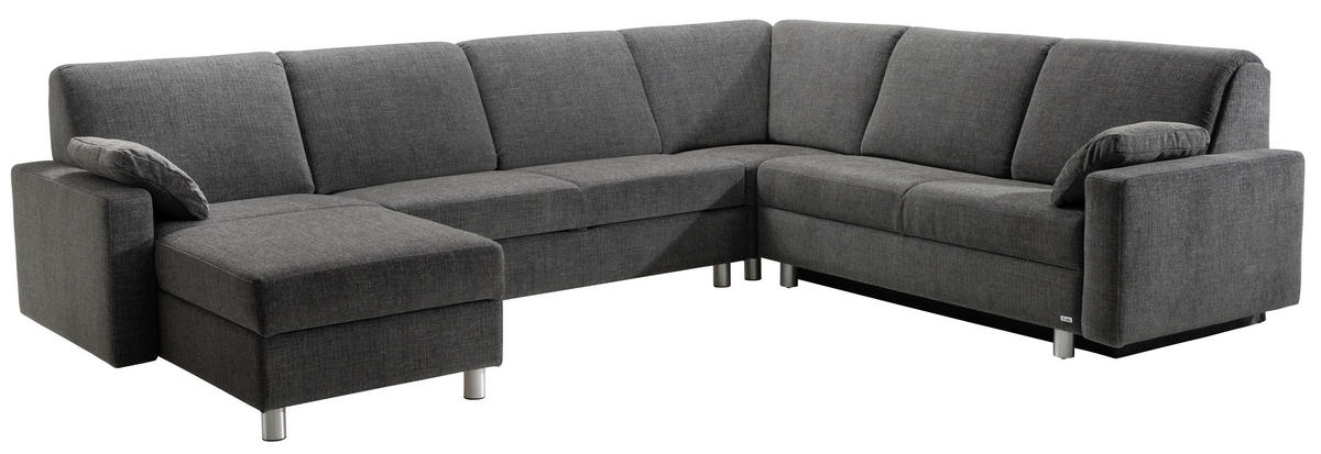 WOHNLANDSCHAFT in Chenille Anthrazit  - Anthrazit/Alufarben, KONVENTIONELL, Textil (158/323/237cm) - Sedda