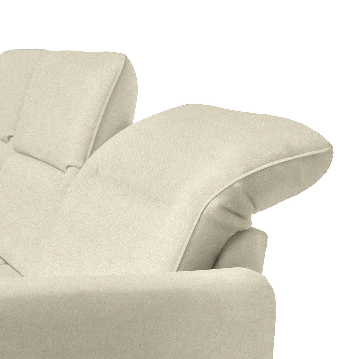 ECKSOFA Creme Flachgewebe  - Creme/Schwarz, KONVENTIONELL, Textil/Metall (190/254cm) - Livetastic