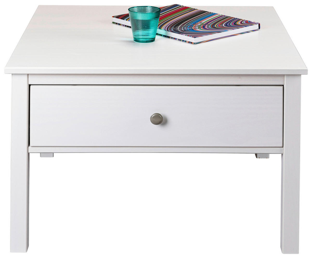 KLUBSKA MIZA, bela  - srebrne barve/bela, Design, kovina/les (70/70/47cm) - Livetastic