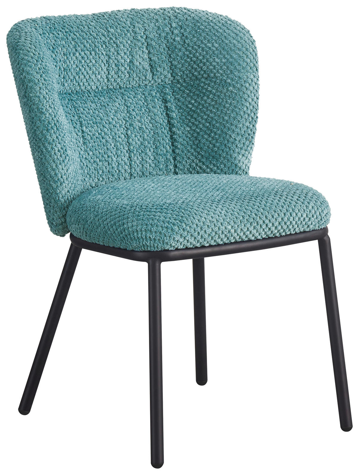 STUHL  in Eisen Webstoff  - Blau/Schwarz, Design, Textil/Metall (53,5/80/60,5cm) - Stylife