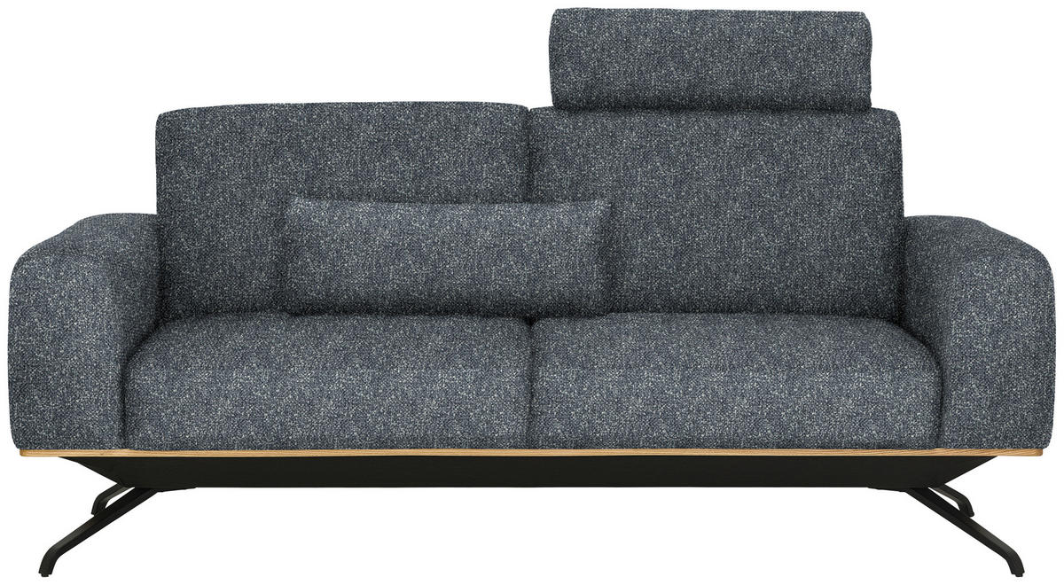 3-SITZER-SOFA Struktur Dunkelgrau  - Dunkelgrau/Schwarz, Design, Holz/Textil (196/85-104/95cm) - Novel