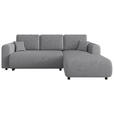 ECKSOFA inkl. Funktionen Hellgrau Cord  - Hellgrau/Schwarz, KONVENTIONELL, Kunststoff/Textil (260/200cm) - Xora