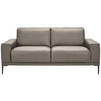 2-SITZER-SOFA  in Echtleder Graubraun   - Graubraun/Schwarz, Design, Leder/Metall (180/82/92cm) - Johann Jakob
