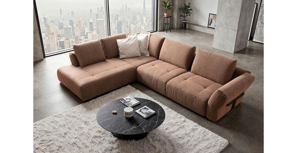 ECKSOFA Kupferfarben Chenille  - Schwarz/Kupferfarben, KONVENTIONELL, Holz/Textil (234/324cm) - Belluti