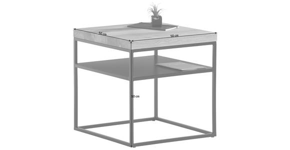 COUCHTISCH Eiche massiv 50/50/50 cm quadratisch Schwarz, Eichefarben - Eichefarben/Schwarz, Design, Holz/Metall (50/50/50cm) - Novel