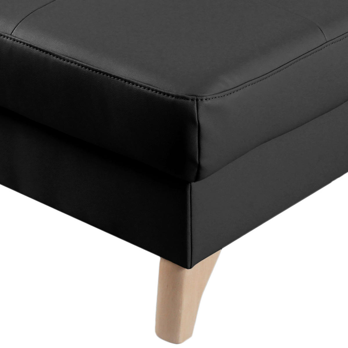 HOCKER in Textil, Leder Schwarz  - Buchefarben/Schwarz, Design, Leder/Holz (70/44/60cm) - Livetastic