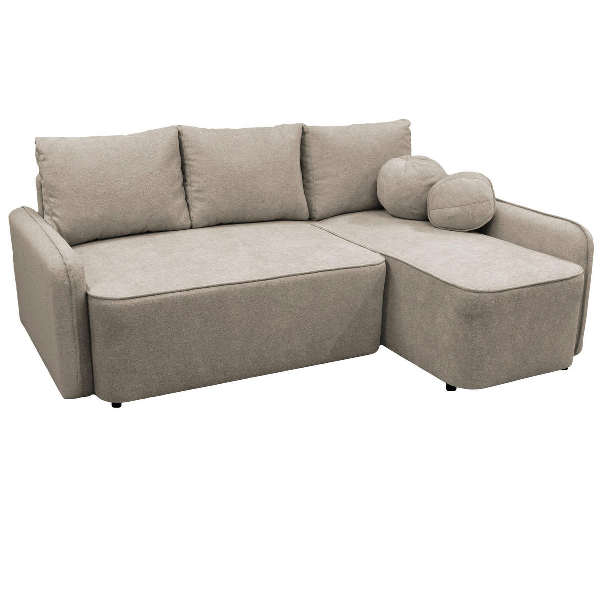 ECKSOFA in Struktur, Bouclé Taupe  - Taupe/Schwarz, Design, Kunststoff/Textil (209/143cm) - MID.YOU