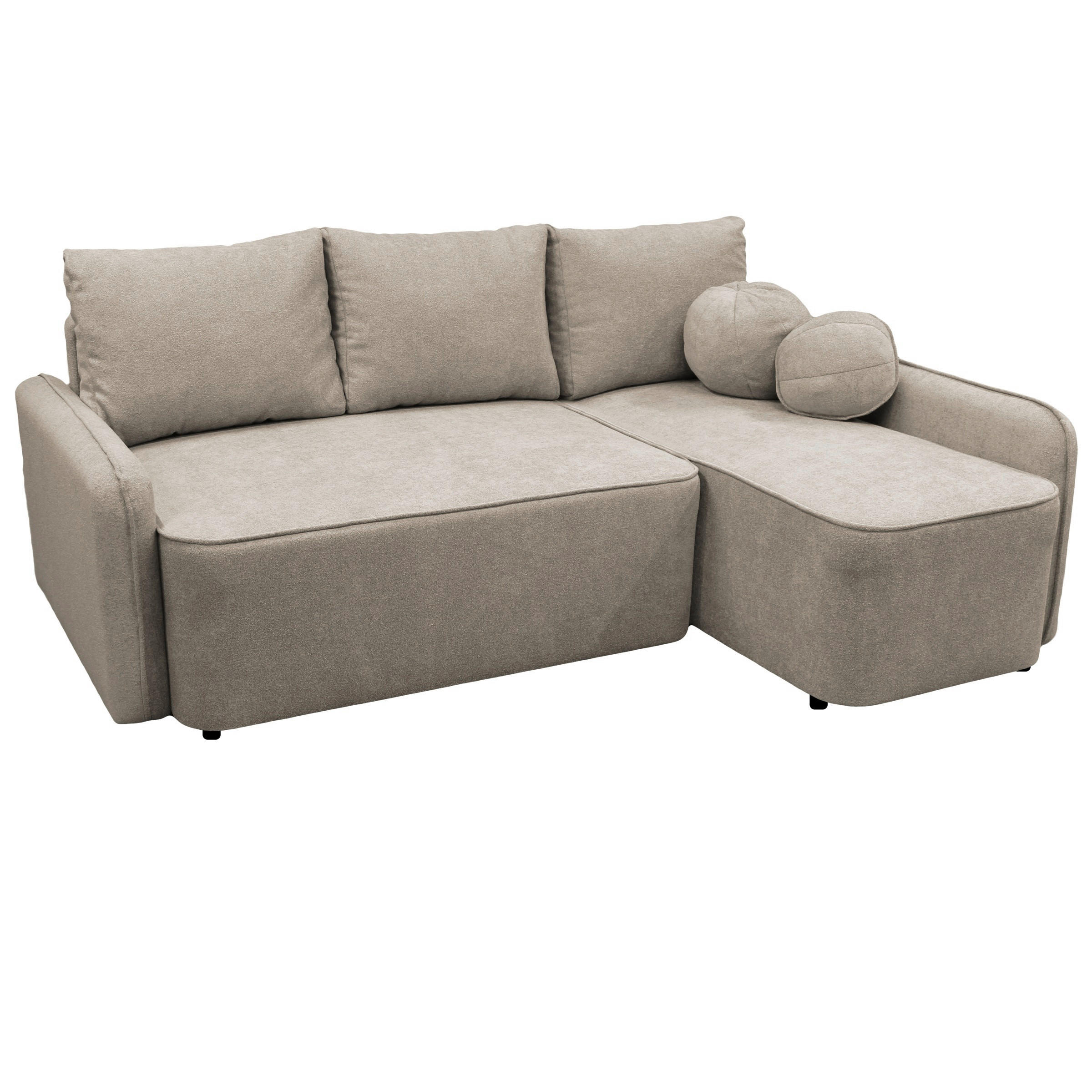 Thumbnail - Mid.you Ecksofa Fancy, Taupe, Textil, 3-Sitzer, Füllung: Schaumstoff, 209x143 cm, Made in EU, Wohnzimmer, Sofas & Couche...