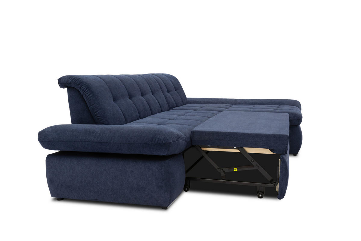 ECKSOFA Dunkelblau Mikrofaser  - Chromfarben/Dunkelblau, KONVENTIONELL, Textil/Metall (300/172cm) - MID.YOU