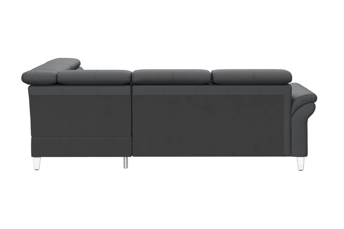 ROHOVÁ SEDAČKA, textil, koža, čierna - čierna/chrómová, Basics, kov/koža (245/194cm) - Sit & More
