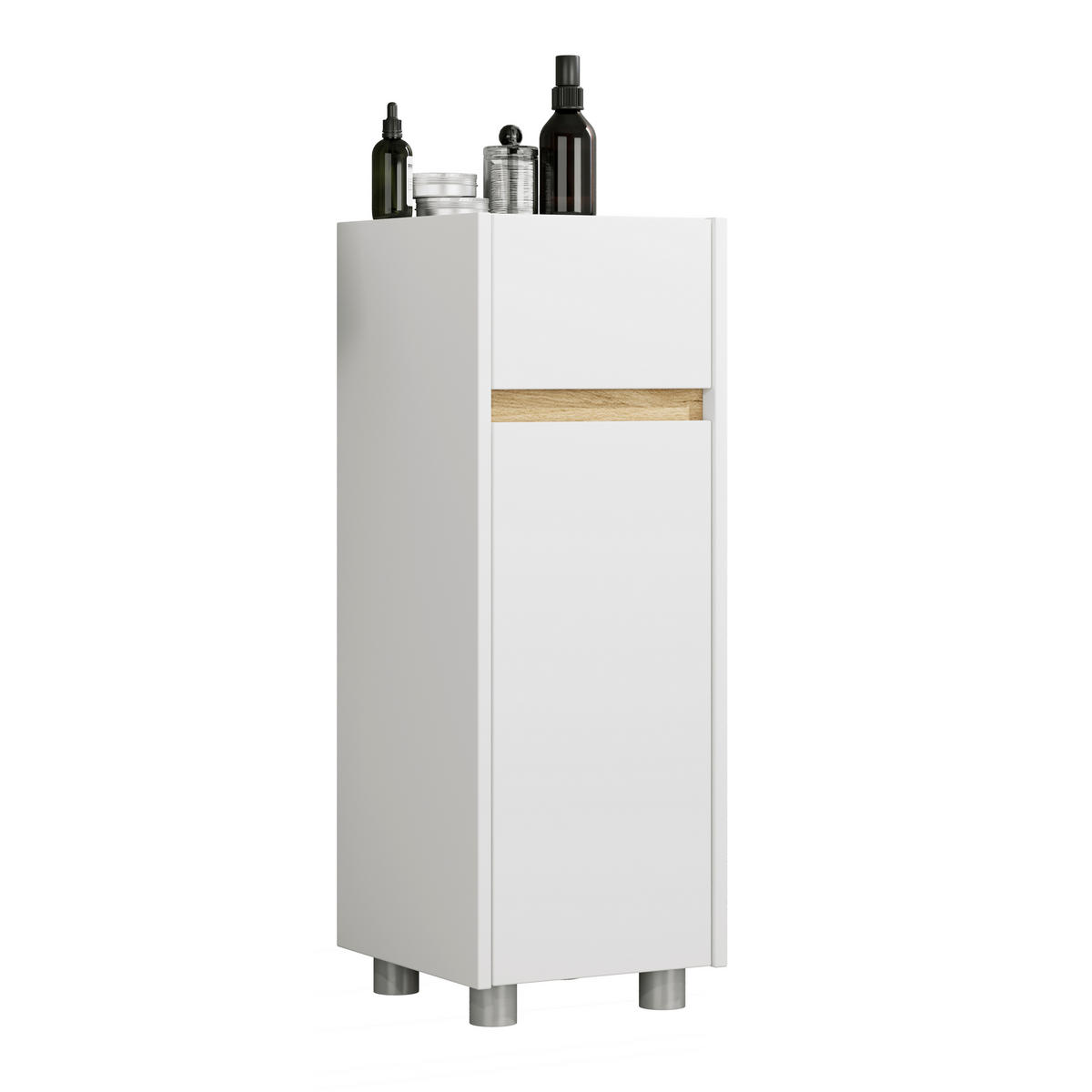 MIDISCHRANK 30/85/33 cm  - Honigeiche/Silberfarben, Trend, Holzwerkstoff/Kunststoff (30/85/33cm) - MID.YOU