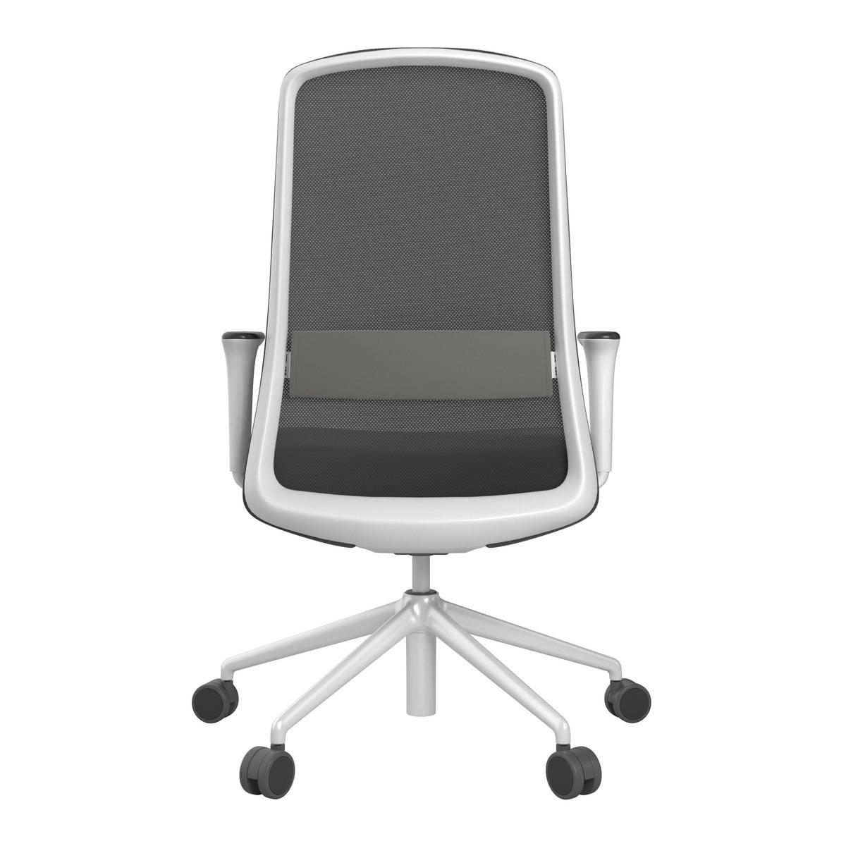 DREHSTUHL Lederlook Grau, Schwarz, Weiß  - Schwarz/Weiß, MODERN, Kunststoff/Textil (70/103-115/70cm)