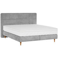 BOXSPRINGBETT - Eichefarben/Grau, MODERN, Holz/Textil (180/200cm) - Welnova