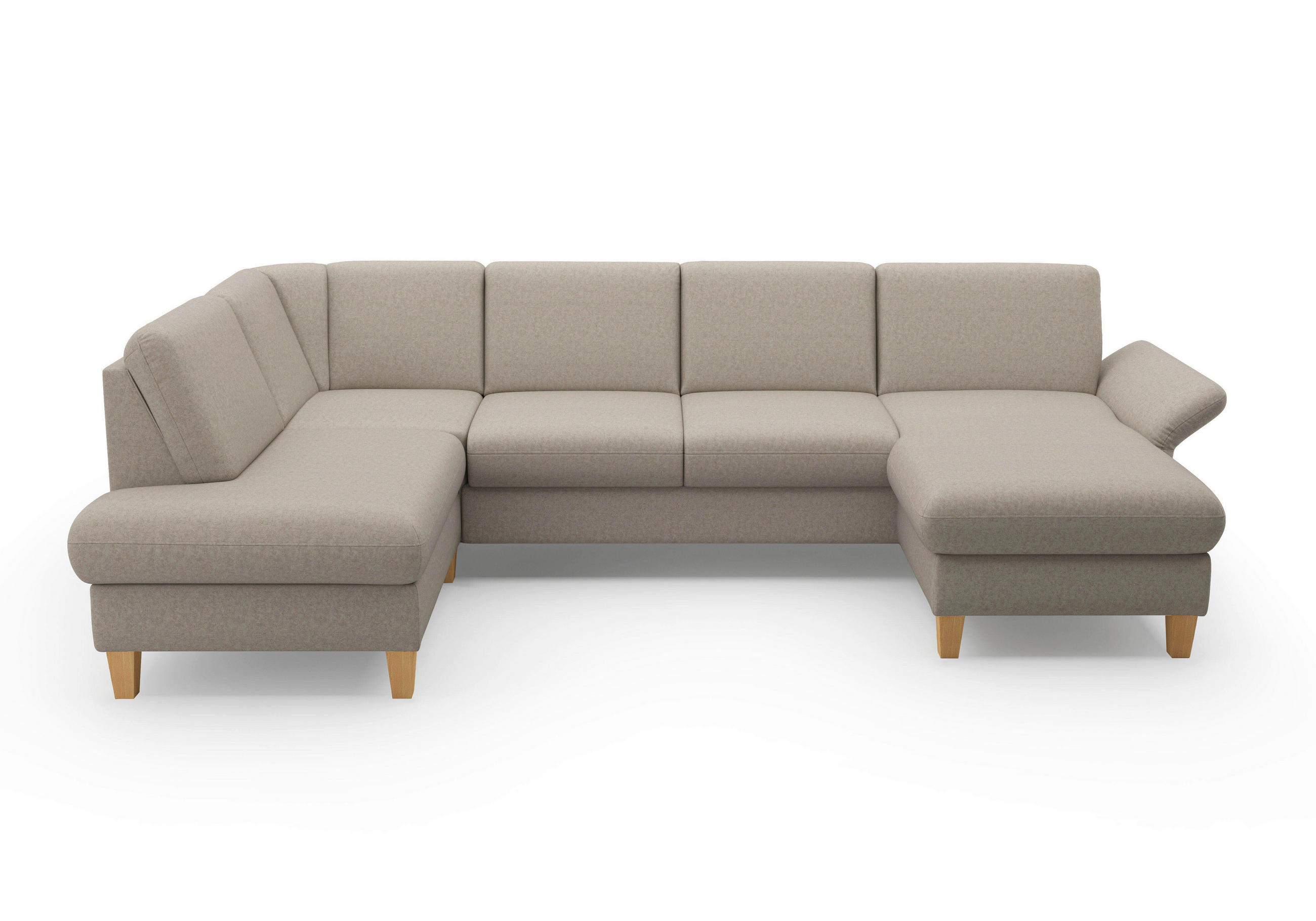 WOHNLANDSCHAFT Taupe Flachgewebe  - Taupe/Eichefarben, KONVENTIONELL, Holz/Textil (195/314/164cm) - Sit & More