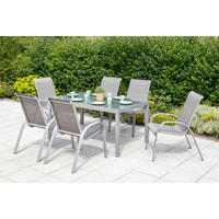 GARTENSET 7-teilig  - Silberfarben/Braun, MODERN, Textil/Metall - Gardenson