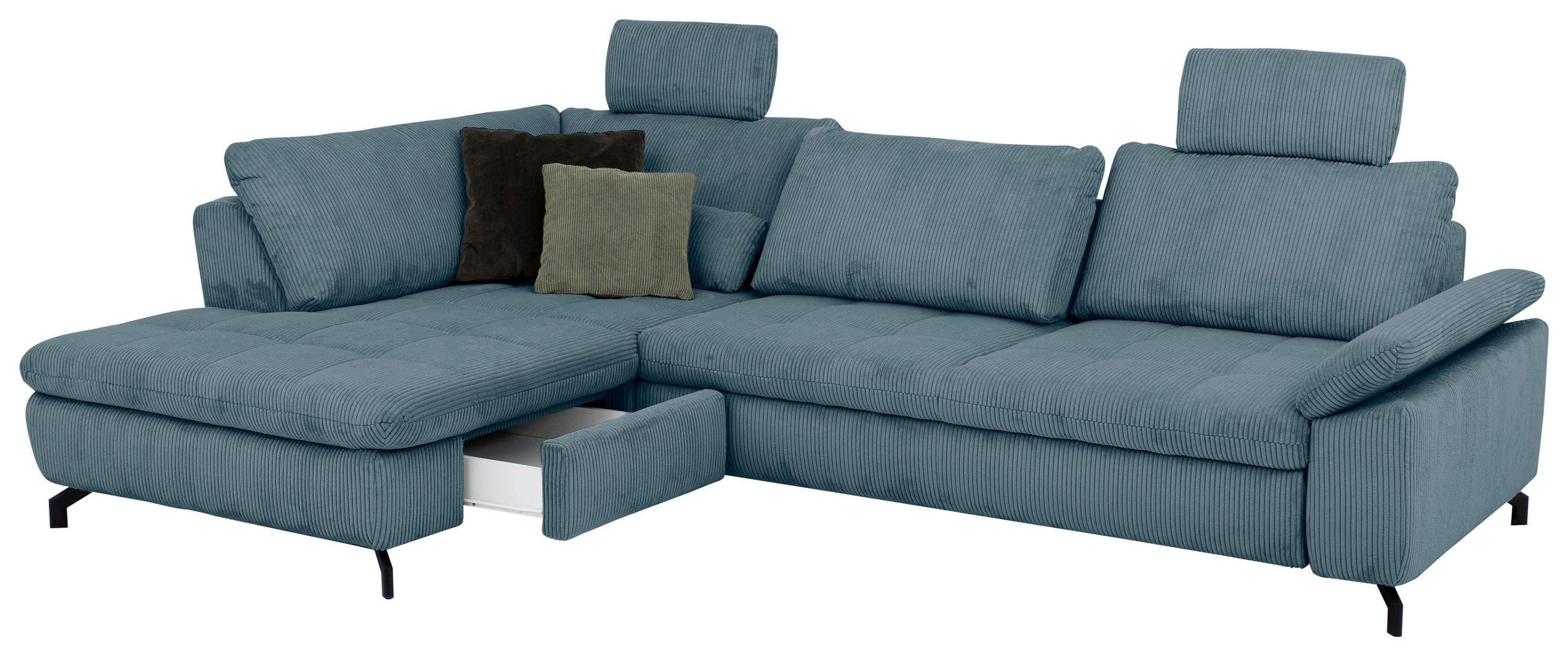 ECKSOFA inkl. Funktionen Petrol Cord, Velours 