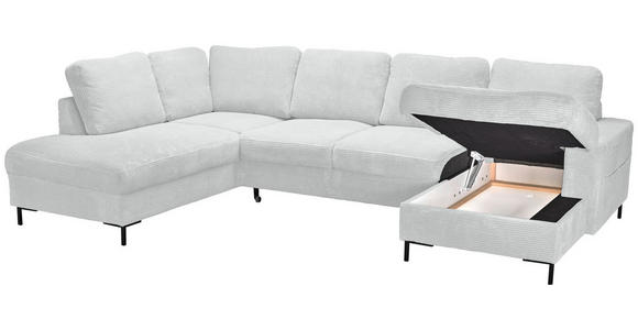 WOHNLANDSCHAFT Naturfarben Cord  - Schwarz/Naturfarben, KONVENTIONELL, Textil/Metall (197/303/148cm) - Carryhome