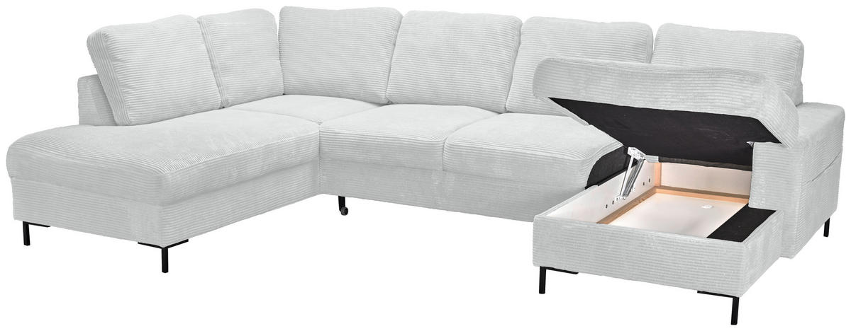 WOHNLANDSCHAFT Naturfarben Cord  - Schwarz/Naturfarben, KONVENTIONELL, Textil/Metall (197/303/148cm) - Carryhome