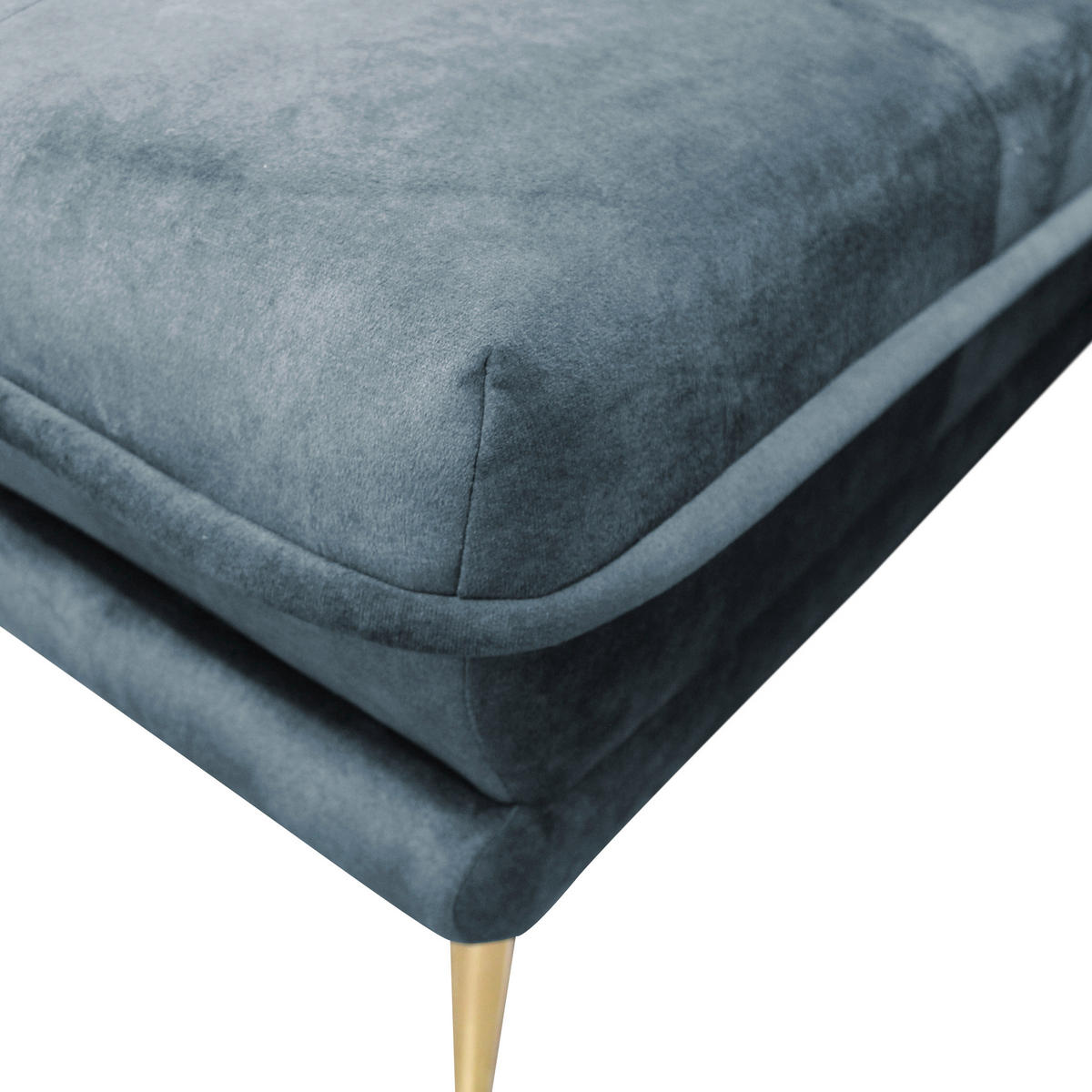 ECKSOFA in Velours Blau  196/264 cm  - Blau/Goldfarben, Design, Textil/Metall (196/264cm) - MID.YOU